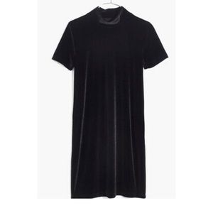 Madewell Short Sleeve Velvet Monckneck Black Dress